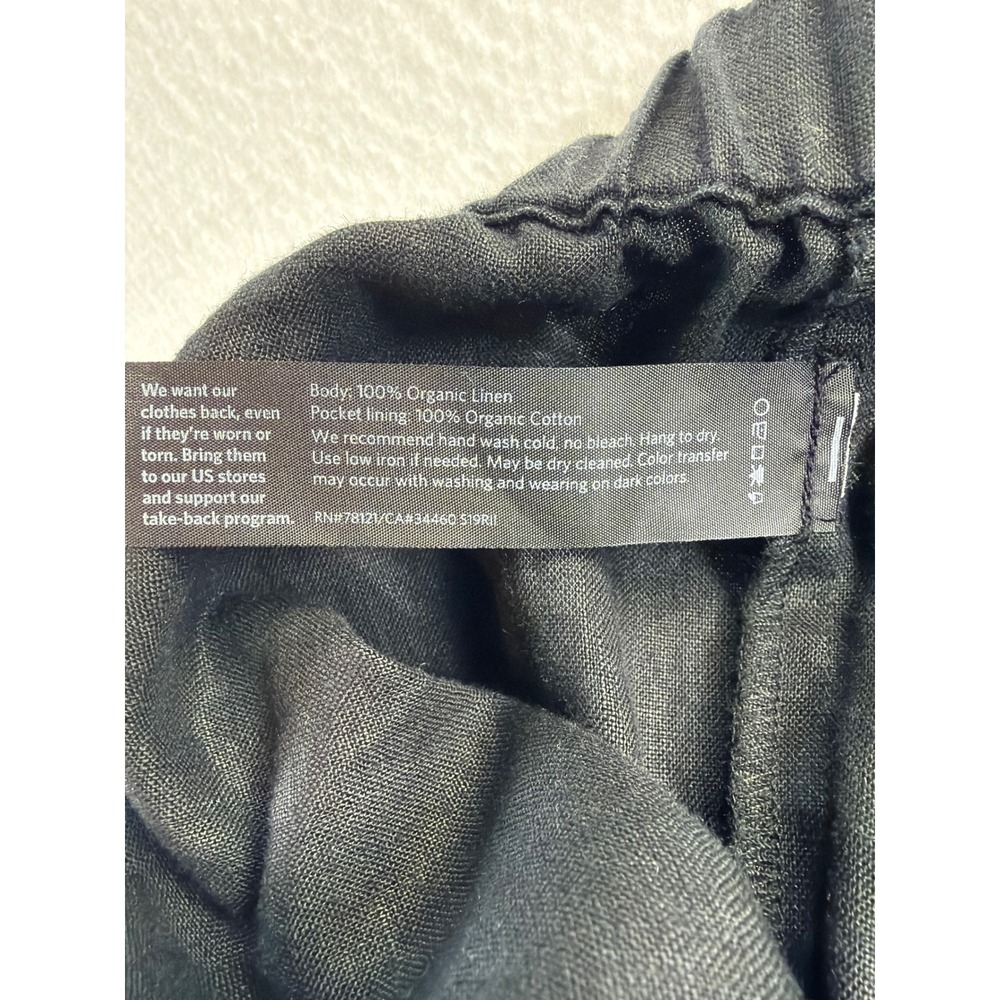 Eileen Fisher Black Organic Linen Tapered Pants Size Medium M Elastic Waist - Picture 8 of 8